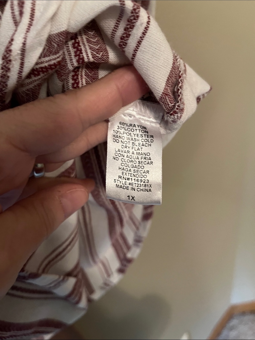 Easel Los Angeles Striped Button-Down Shirt in Cranberry & White - Picture 6 of 7